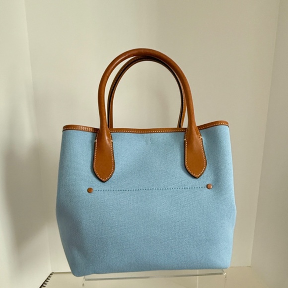 EUC POLO RALPH LAUREN Canvas Bellport Medium Tote Carolina Sky Blue - Picture 4 of 14